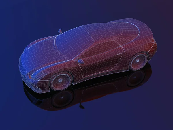 Sports Car Blueprint Concept Made Software Concept Image Prototype Aerodynamic — Zdjęcie stockowe