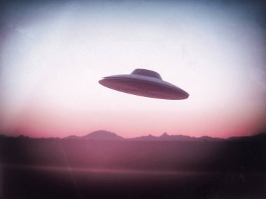Unidentified Flying Object from the 60's and 70's photographic film style. clipart