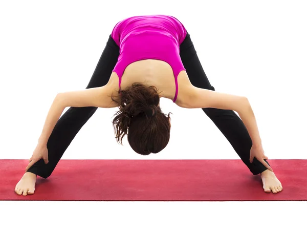 Wide Legged Forward Bend Variation in Yoga — Stock Photo, Image