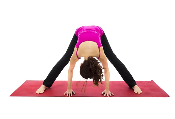 Pose de flexion avant à larges pattes dans le yoga — Photo