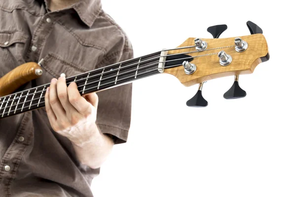 Guitarist playing his bass guitar — Stock Photo, Image