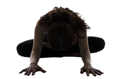 Yoga silhouet içinde ilişkili açı teşkil veya baddha konasana kadın