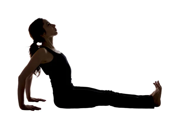 Woman doing Crab Pose in yoga, silhouette — Stock Photo, Image