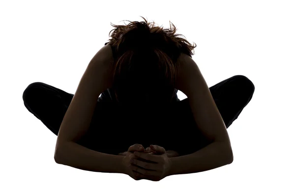 Mujer en pose de mariposa, Silueta, Yoga — Foto de Stock