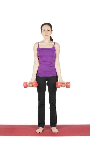 Woman training with weights — Stock Photo, Image