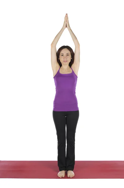 Woman doing Prayer Pose in Moon Salutation Flow — Stock Photo, Image