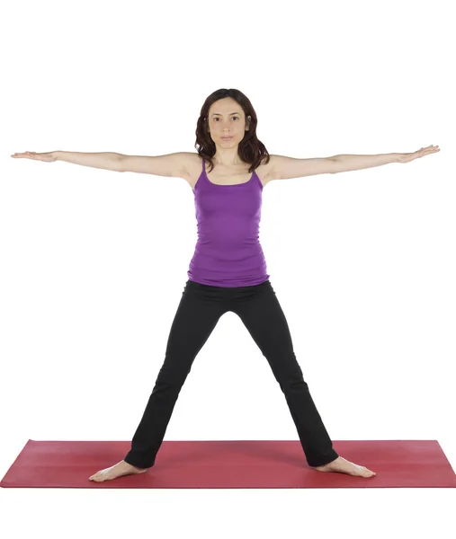 Donna in cinque stelle a punta Posa in Yoga — Foto Stock