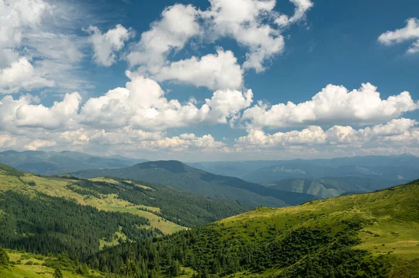 Landscape of ukrainian carpathian mountains and cloudy sky Ukraine