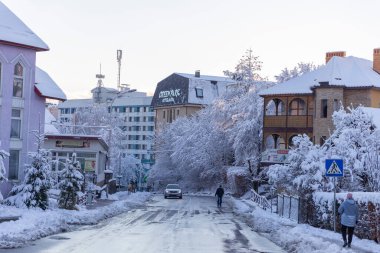 3 Aralık 2021: Kışın Truskavets, Ukrayna 'da balneoloji merkezi.