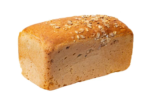 Broodbrood Vierkante Vorm Geïsoleerd Een Witte Achtergrond Volledige Focus Clipping — Stockfoto