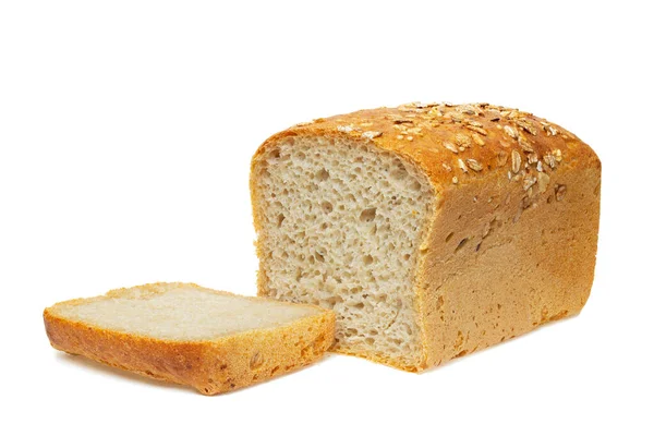 Brood Brood Vierkante Vorm Gesneden Plakken Geïsoleerd Een Witte Achtergrond — Stockfoto