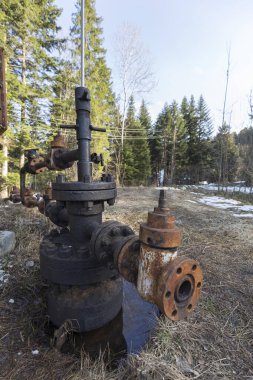 Oil rolling pin. An old oil rolling mill on the outskirts of the city of Boryslav, Ukraine. History of oil production.