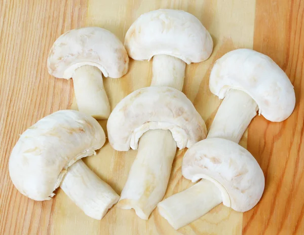 Six halves of champignons — Stock Photo, Image