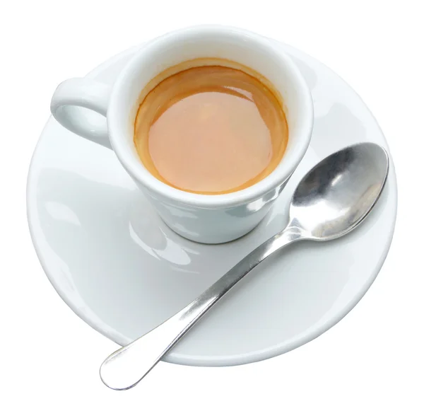 Beyaz arka planda bir fincan kahve.