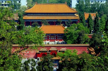 Beijing, China: Children's Museum viewed from the Yiwang Lu Pavilion in Jinghshan Park clipart