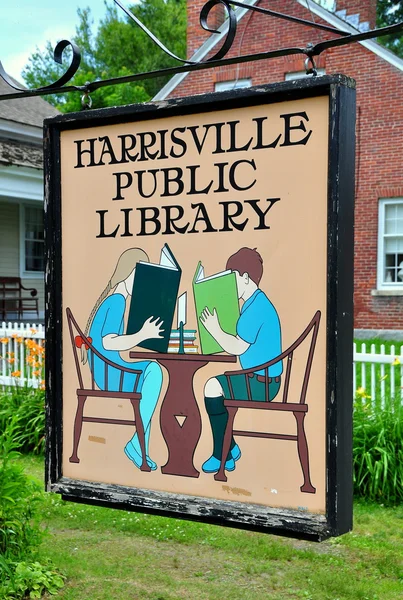 Harrisville, NH: Sinal de Biblioteca Pública — Fotografia de Stock