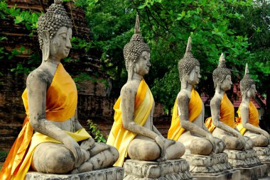 Ayutthaya, Tayland: Buda satır wat yai chai mongkon,