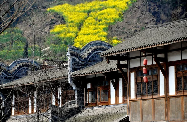 중국: 티베트 싱 젠 마에서 골조 주택 — 스톡 사진