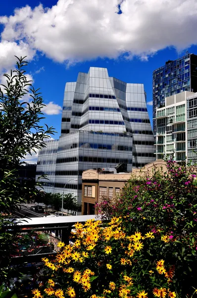 NYC: Frank Gehry's A.I.G. Building viewed from High Line Park — Stock Photo, Image