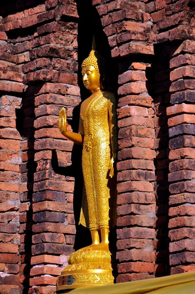Lamphun, Thajsko: suwanna chedi buddhat na wat phra maha od to haripunchai — Stock fotografie