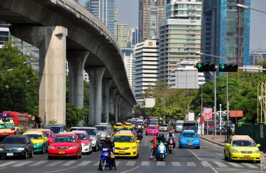 Bangkok, Thailand: Traffic on Silom Road clipart