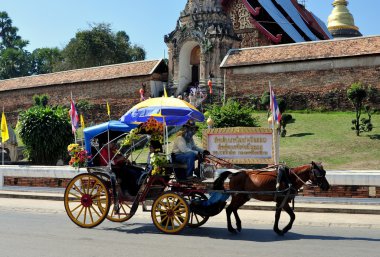 Lampang, thailand: Tay Tapınağı'nda turistik at arabası