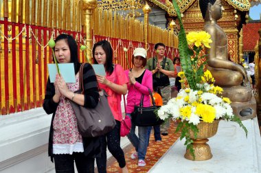 Chiang Mai, Thailand: Thais Praying at Wat Doi Suthep clipart