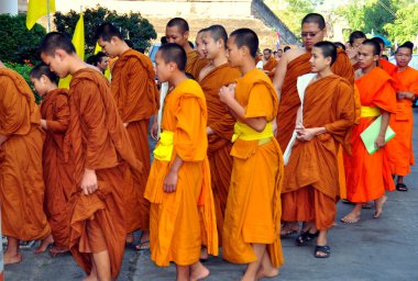 Chiang mai, Tayland: genç çıraklık dönemi rahipler wat chedi luang at