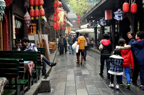 Chengdu, Çin: meşgul jin li sokak
