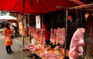 pengzhou, Çin: kasap dükkanı uzun XING Market