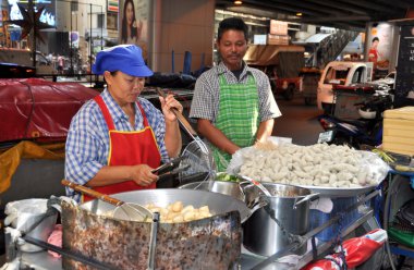 Bangkok, Tayland: gıda satıcıları silom Road