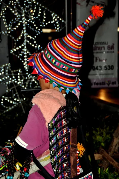 Pattaya, Thailand: Thai Woman Vendor with Tall Hat — Stock Photo, Image