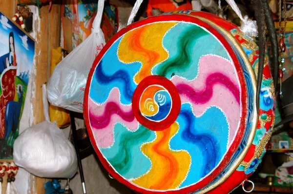 Gamel, China: Tibetan Drum and Souvenir Shop — Stock Photo, Image