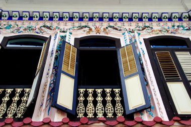 Melaka, Malezya: süslü ev cephe ve windows