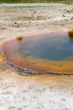 Wyoming Yellowstone Milli Parkı'nda eski sadık havzasında Gayzer ve kaplıca