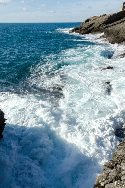 Punta Chiappa Odcinek Wybrzeża Cyplu Portofino Genui Ligurii — Zdjęcie stockowe