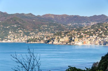 Punta Chiappa, Liguria 'nın Cenova kentindeki Portofino' da kıyı şeridi.