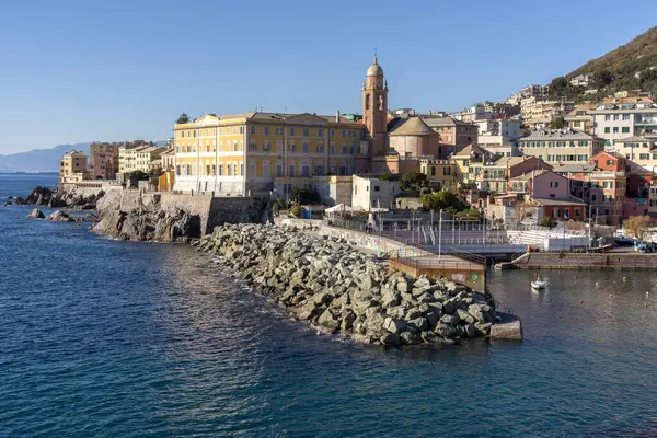 Zonsondergang Boulevard Genua Nervi Ligurië — Stockfoto