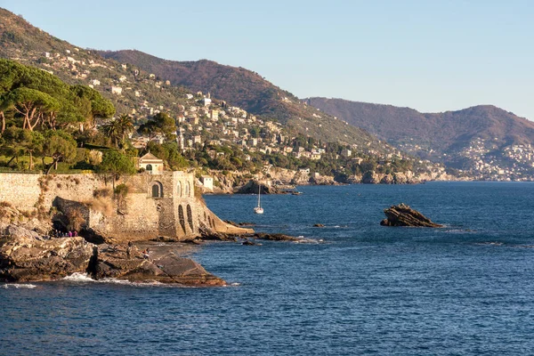 Liguria Daki Cenova Nervi Deniz Kenarında Gün Batımı — Stok fotoğraf