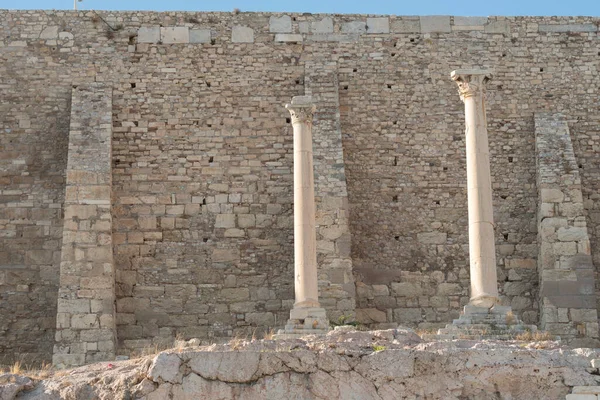 希腊雅典雅典卫城柱子建造的详细情况 — 图库照片