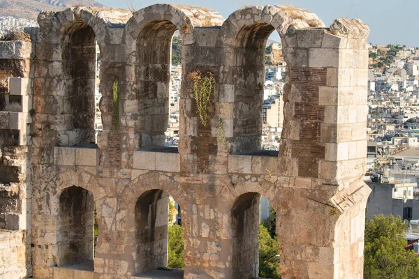 Detalles Construcción Las Columnas Acrópolis Atenas Grecia —  Fotos de Stock