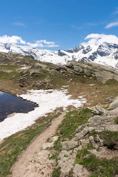 Montanha Paisagem Entre Ceresole Reale Colina Nivolet Torno Lago Serr — Fotografia de Stock