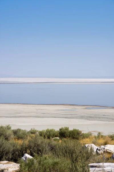 Landschaft Auf Der Straße Antelope Island State Park Der Salzsee — Stockfoto