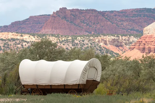 Dettagli Cowboy Tenda Carro Nello Utah Negli Stati Uniti America — Foto Stock