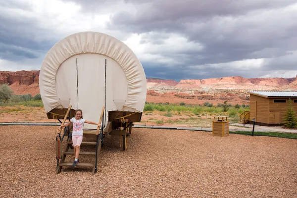 Dettagli Cowboy Tenda Carro Nello Utah Negli Stati Uniti America — Foto Stock