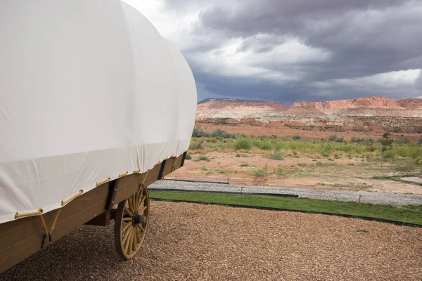 Dettagli Cowboy Tenda Carro Nello Utah Negli Stati Uniti America — Foto Stock