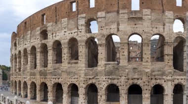 İtalya 'da Roma' daki kolezyum anıtının görüşleri ve ayrıntıları