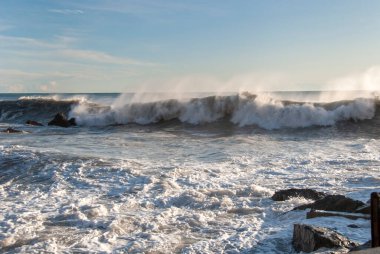 Liguria, Cenova 'da Boccadasse sahilinde deniz manzarası