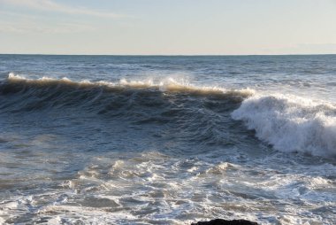 Liguria, Cenova 'da Boccadasse sahilinde deniz manzarası