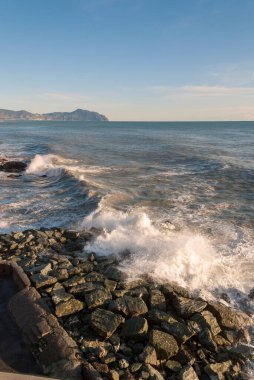Liguria, Cenova 'da Boccadasse sahilinde deniz manzarası